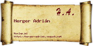 Herger Adrián névjegykártya